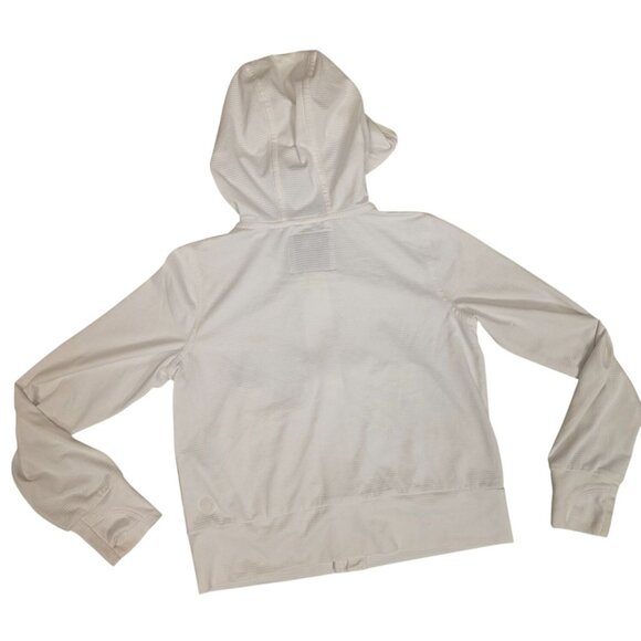 Athleta Girl XS/6 White Hooded Full Zip Jacket Lightweight Stretch Fabric Hoodie - Picture 6 of 9